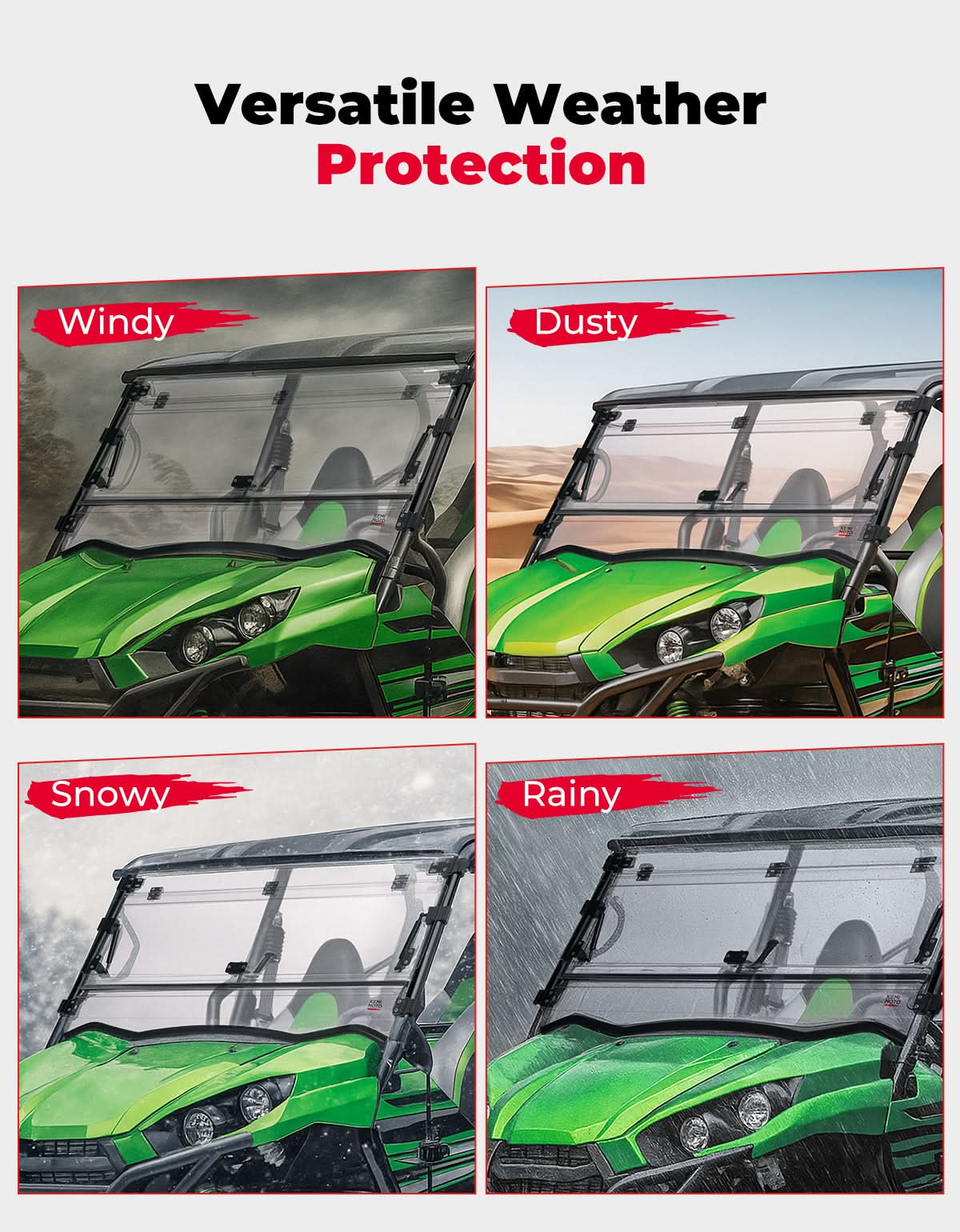 3-in-1 Flip Windshield For Kawasaki Teryx - Kemimoto