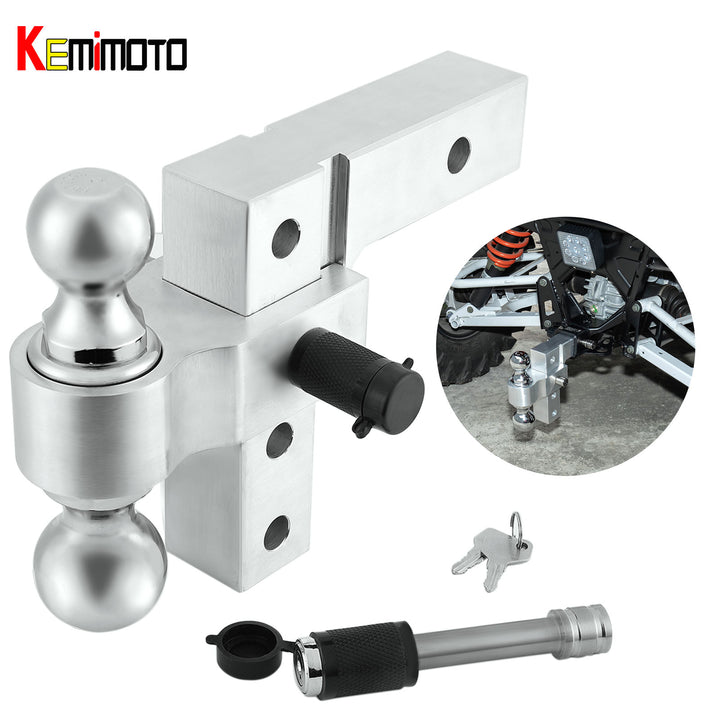 kemimoto UTV Adjustable Trailer Hitch Ball Mount - Kemimoto