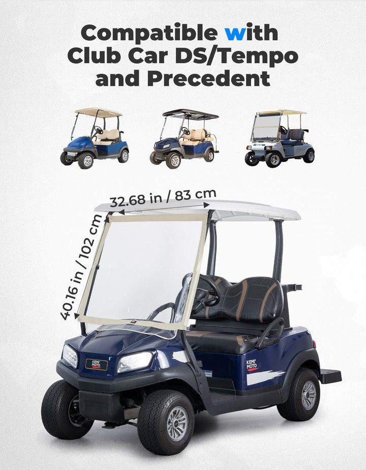 Foldable Golf Cart Windshield for Club Car DS, Tempo, Precedent - Kemimoto