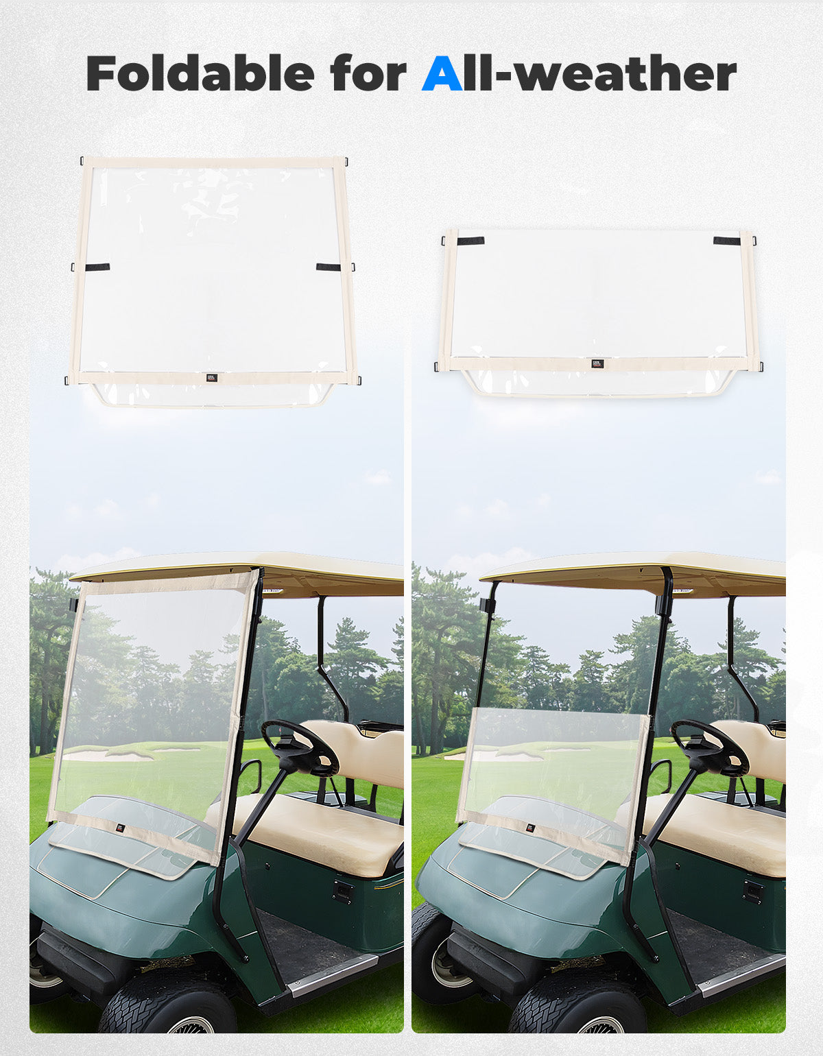 Foldable Golf Cart Windshield for EZGO TXT 1994-2013 - Kemimoto