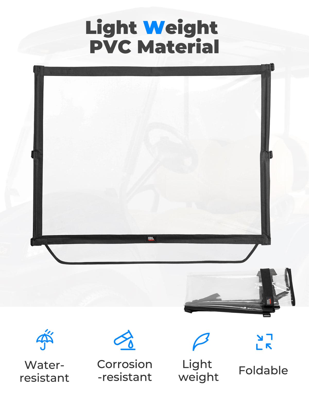 Foldable Golf Cart Windshield for EZGO RXV - Kemimoto