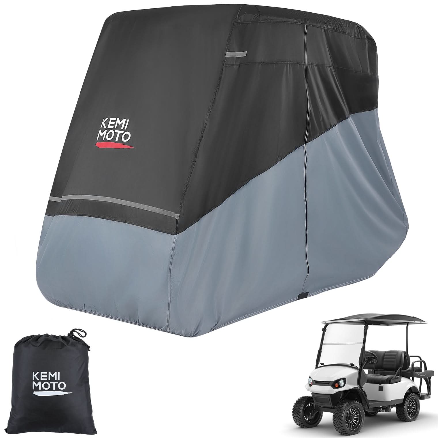 Universal Golf Cart Cover for 2-4 Seats with Storage Bag - Kemimoto