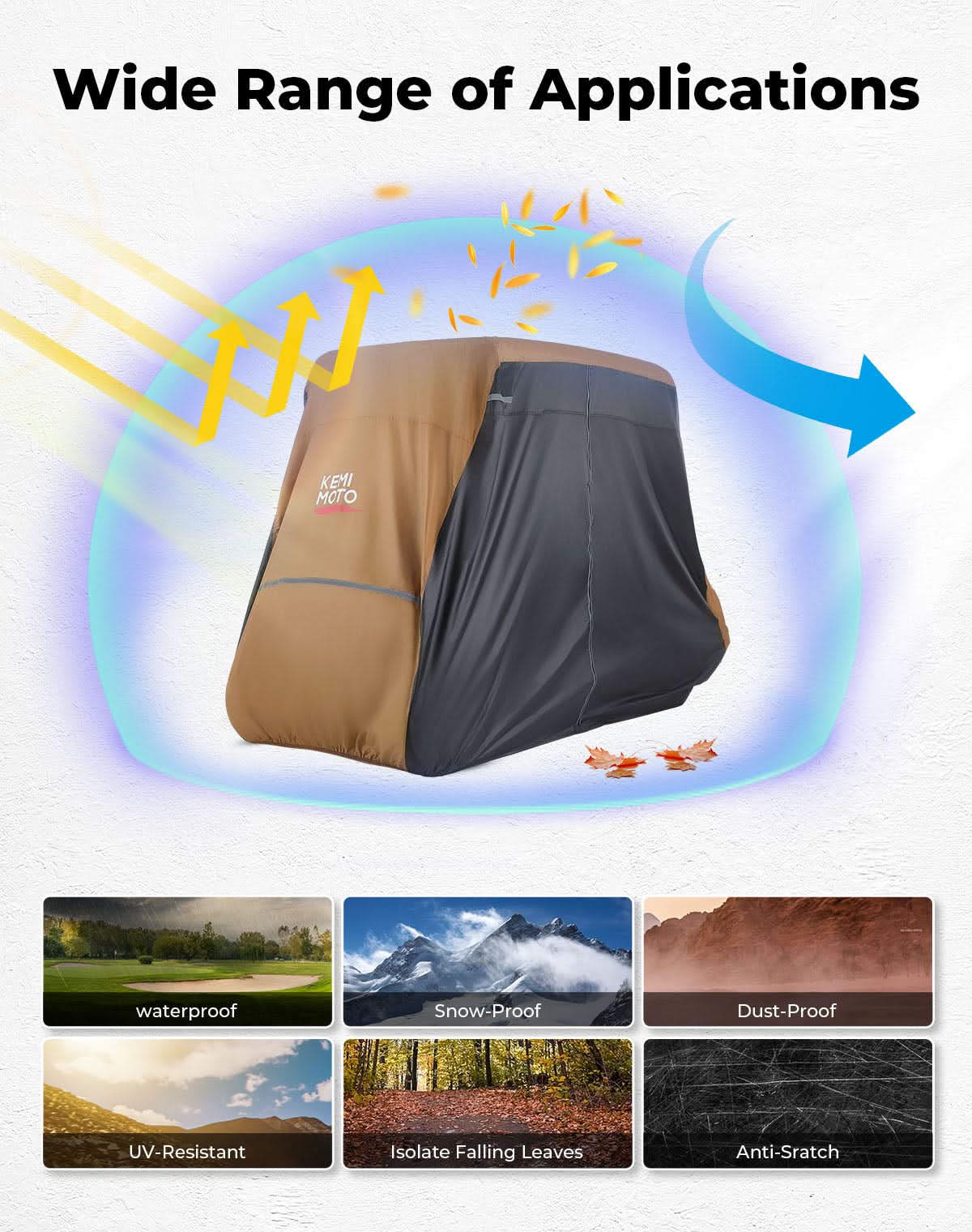 Universal Golf Cart Cover for 2-4 Seats with Storage Bag - Kemimoto