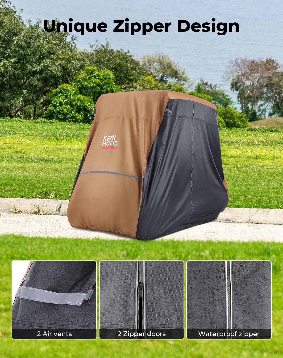 Universal Golf Cart Cover for 2-4 Seats with Storage Bag - Kemimoto