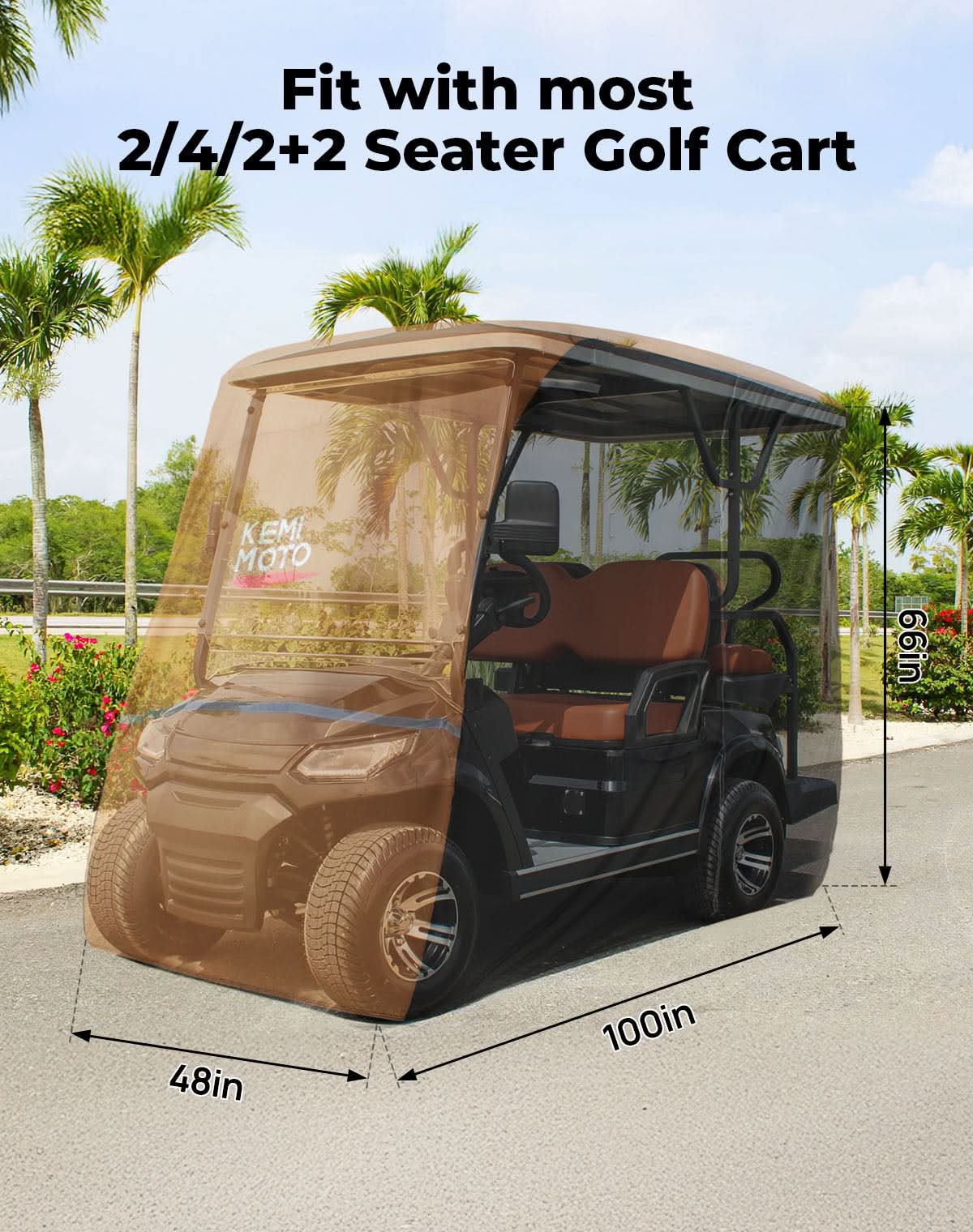 Universal Golf Cart Cover for 2-4 Seats with Storage Bag - Kemimoto