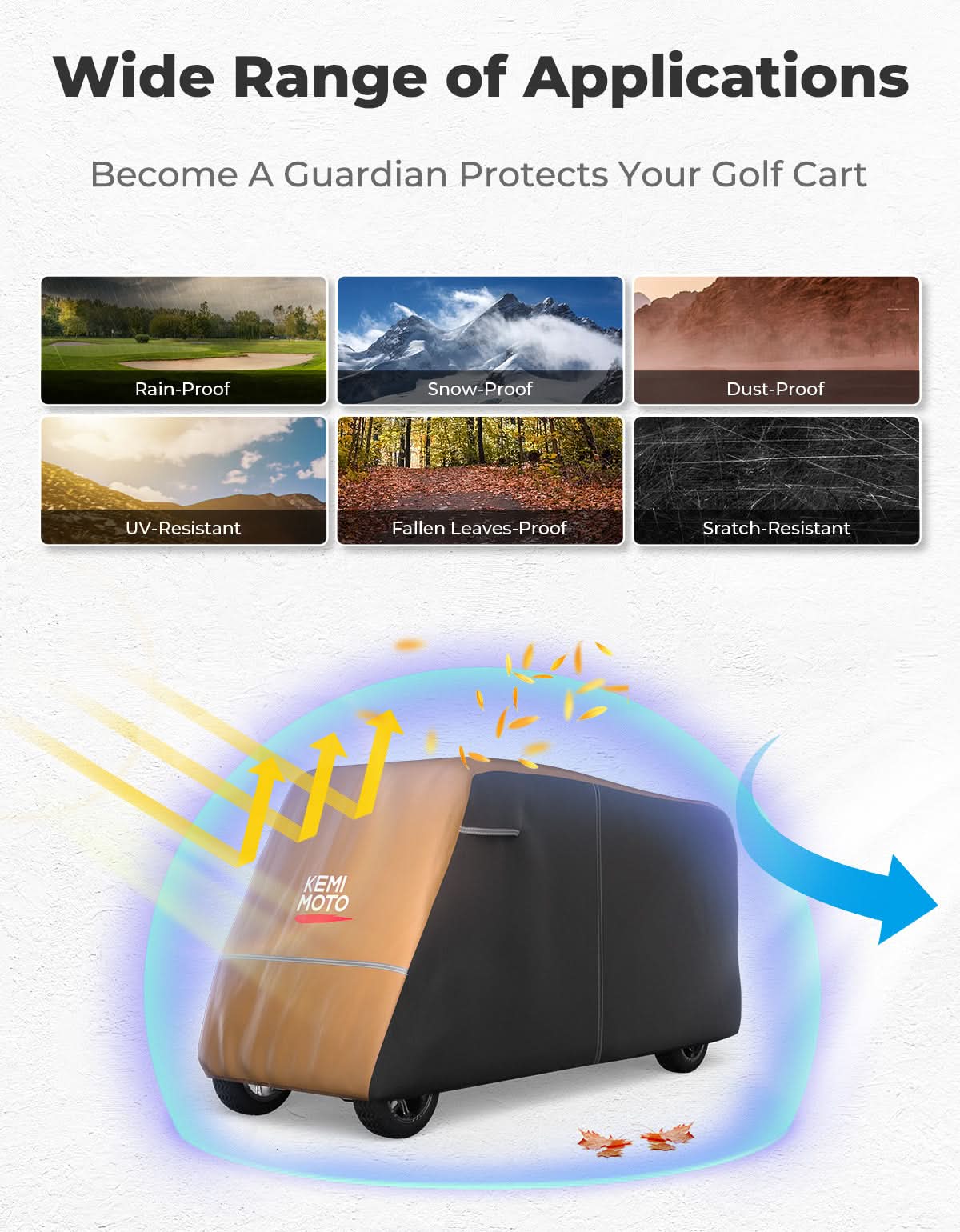 Universal Golf Cart Cover Seats with Storage Bag - Kemimoto