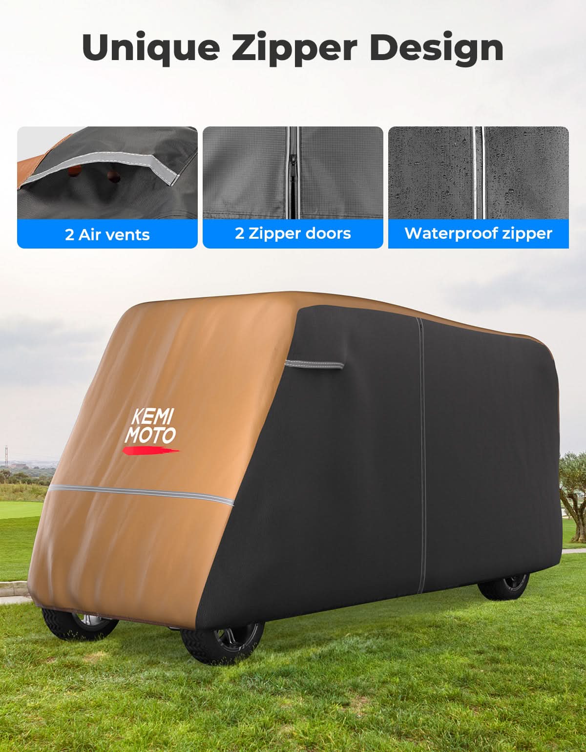 Universal Golf Cart Cover Seats with Storage Bag - Kemimoto