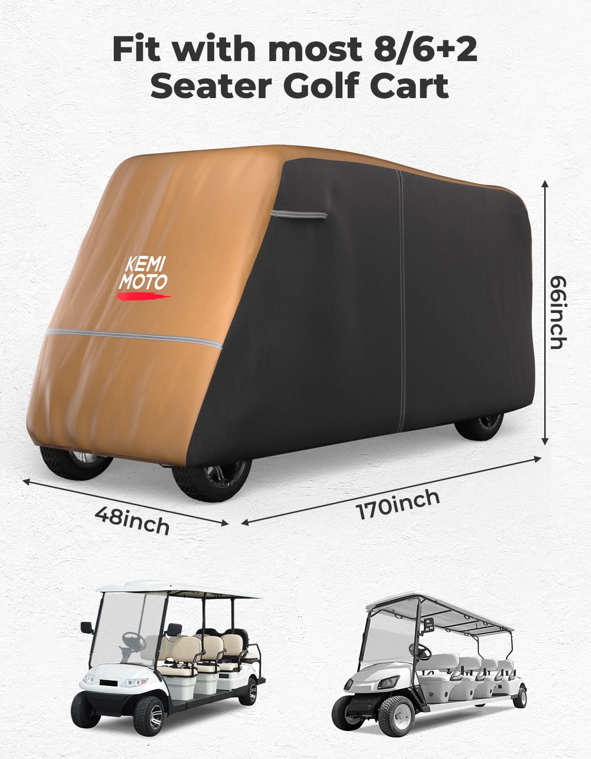 Universal Golf Cart Cover Seats with Storage Bag - Kemimoto