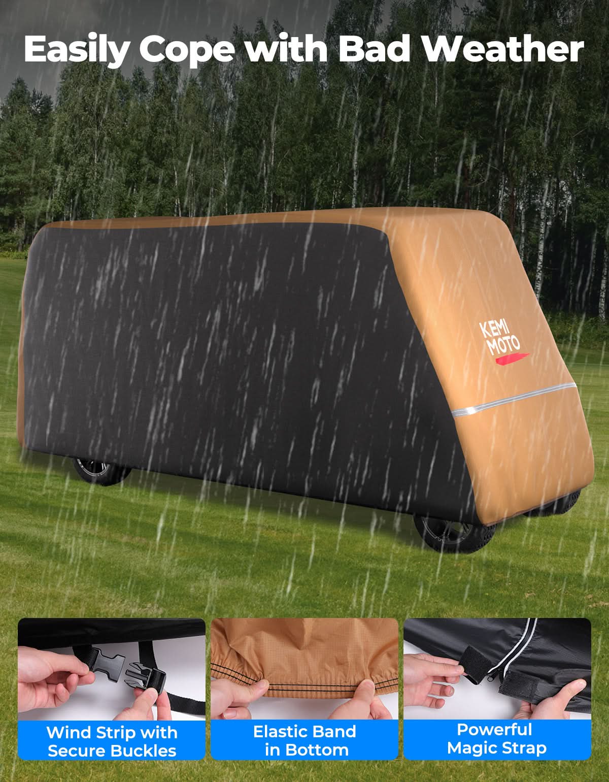 Universal Golf Cart Cover Seats with Storage Bag - Kemimoto