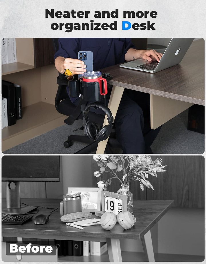 2-in-1 Desk Cup Holder with Headphone Hanger - Kemimoto