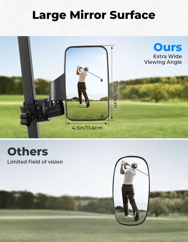 Side Mirrors For Golf Cart Square Tube Mount - Kemimoto