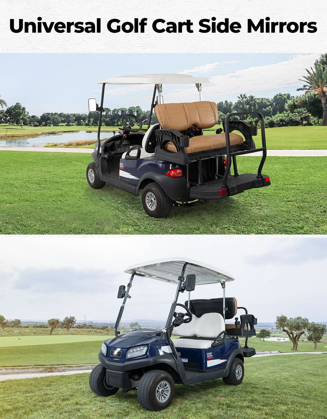 Side Mirrors For Golf Cart Square Tube Mount - Kemimoto