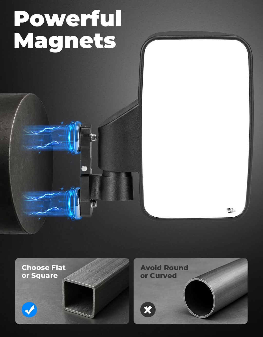 Magnetic Golf Cart Side Mirrors, Universal Rear View Mirrors - Kemimoto