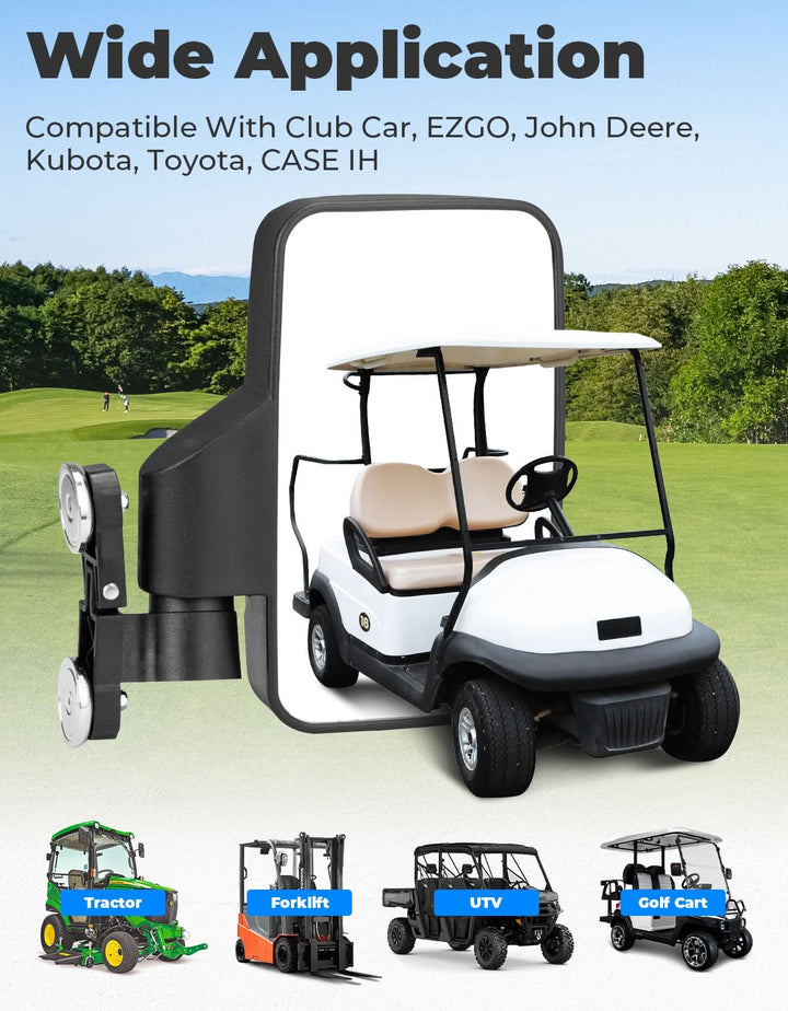 Magnetic Golf Cart Side Mirrors, Universal Rear View Mirrors - Kemimoto