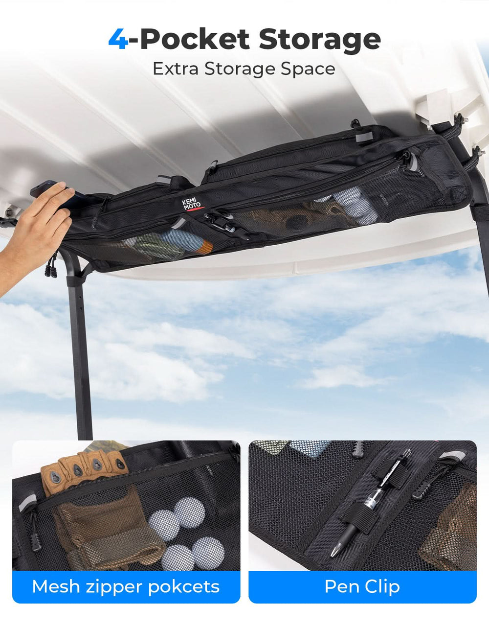 Golf Cart Overhead Storage Bag for Club Car Precedent Tempo - Kemimoto