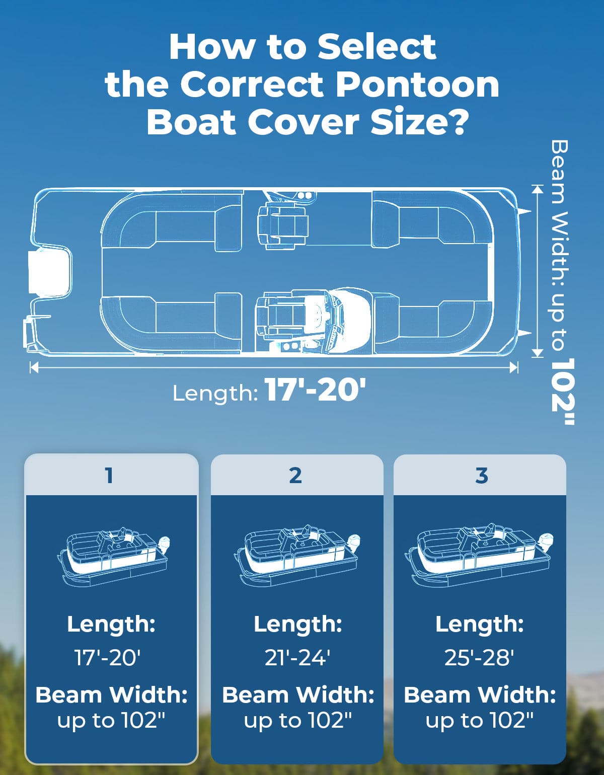 Pontoon Boat Cover 21-24ft, Heavy Duty 600D UV Resistant - Kemimoto