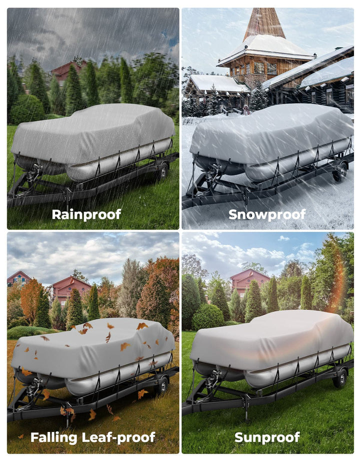 Pontoon Boat Cover 21-24ft, Heavy Duty 600D UV Resistant - Kemimoto
