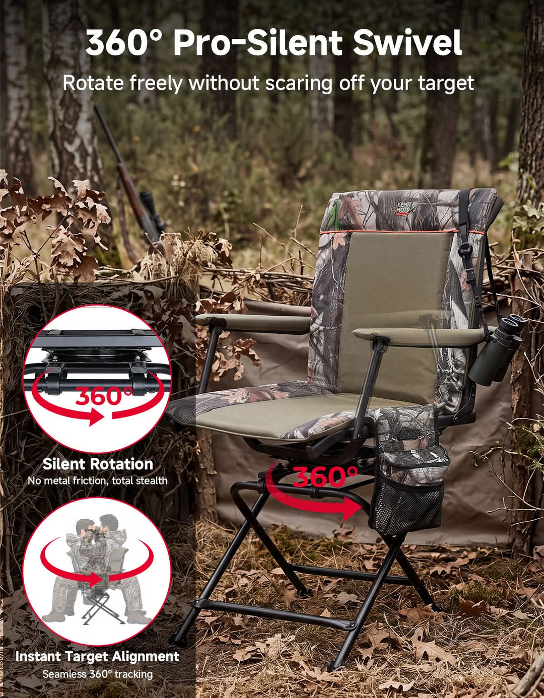 360° Silent Swivel Heated Hunting Chair