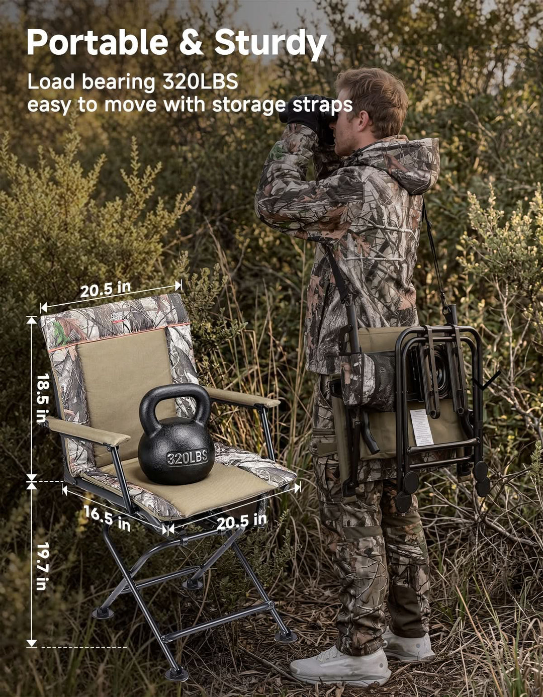360° Silent Swivel Heated Hunting Chair