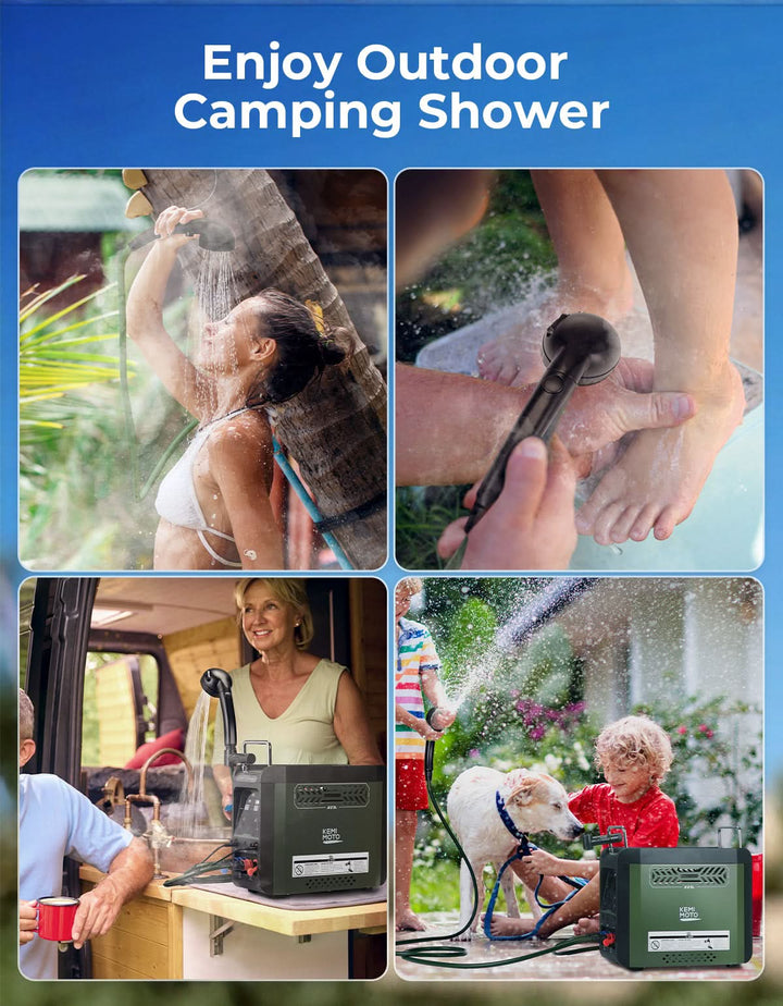 Portable Propane Water Heater with Pump, 20,000 BTU Instant Hot Shower