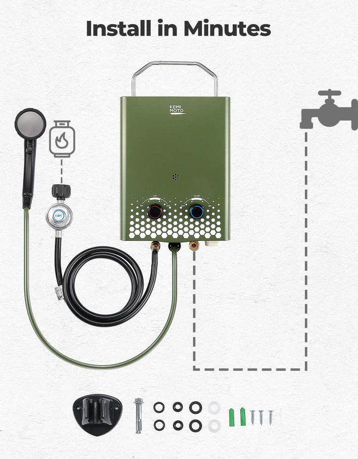 Tankless Water Heater, 1.32GPM 5L - Kemimoto