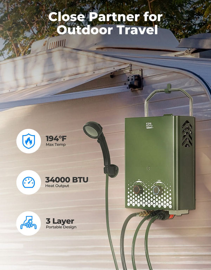 Tankless Water Heater, Outdoors 1.32GPM 5L - Kemimoto