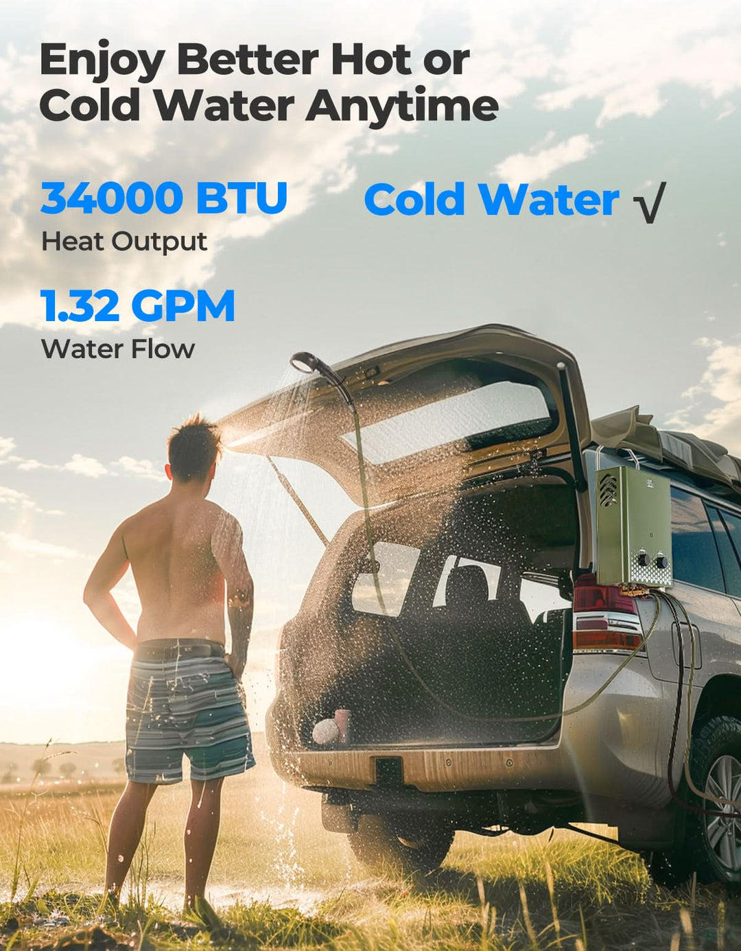 Tankless Water Heater, Outdoors 1.32GPM 5L - Kemimoto