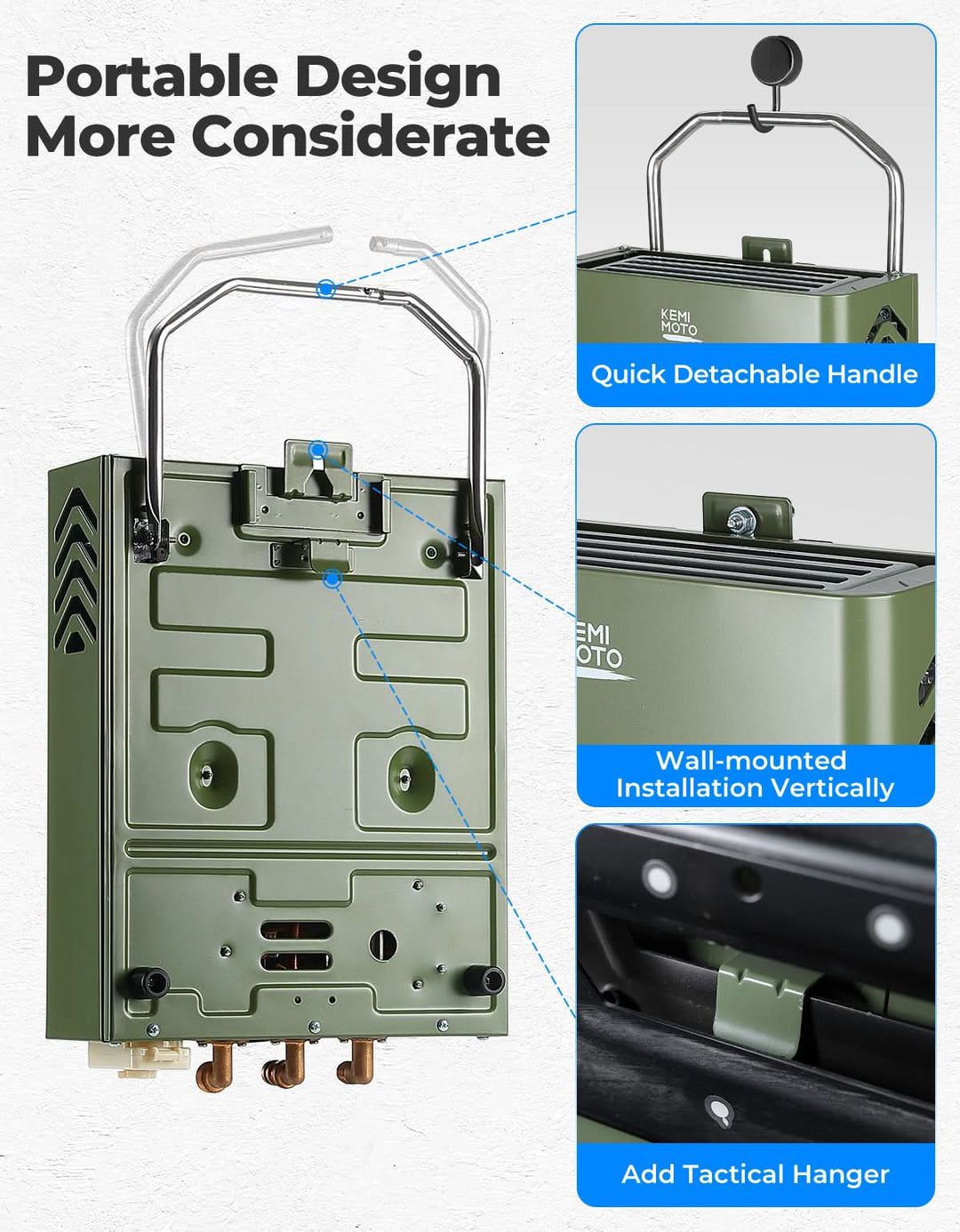 Tankless Water Heater, Outdoors 1.32GPM 5L - Kemimoto