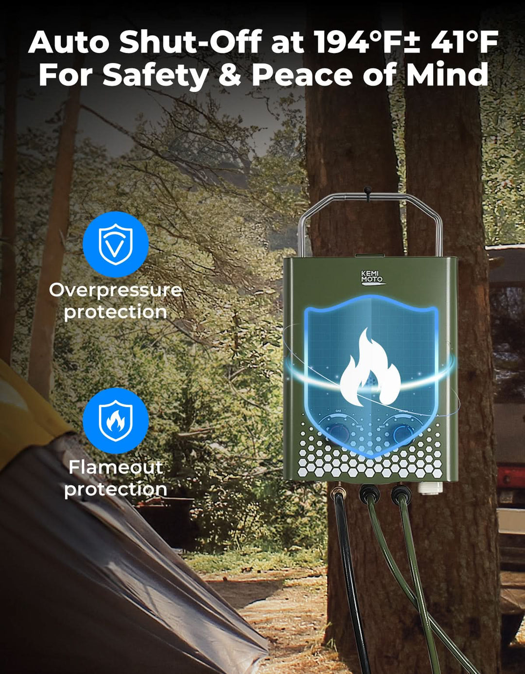 Tankless Water Heater, Outdoors 1.32GPM 5L - Kemimoto