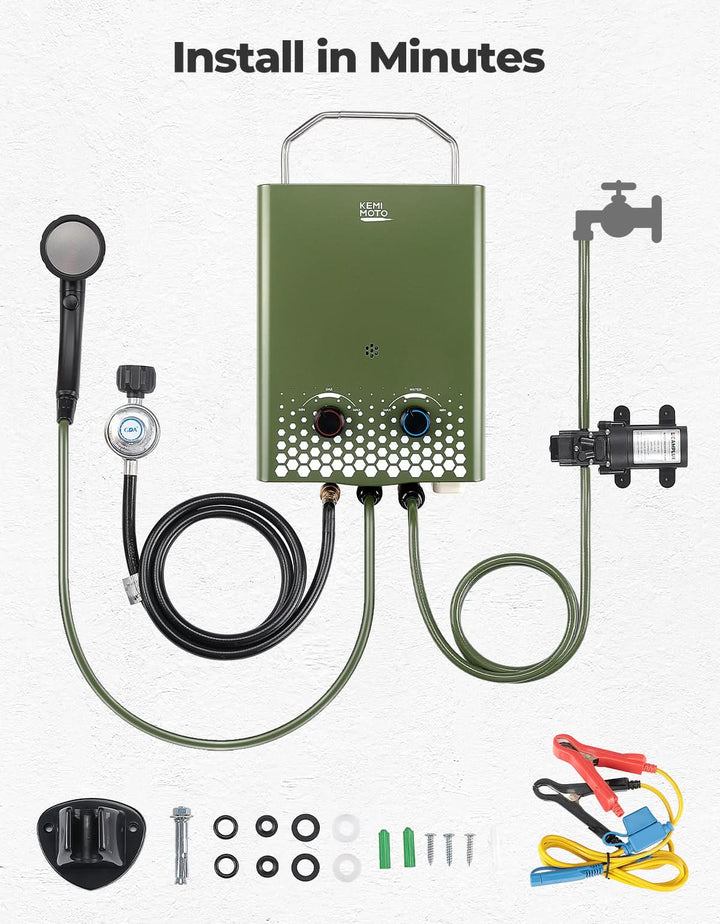 Tankless Water Heater, Outdoors 1.32GPM 5L - Kemimoto