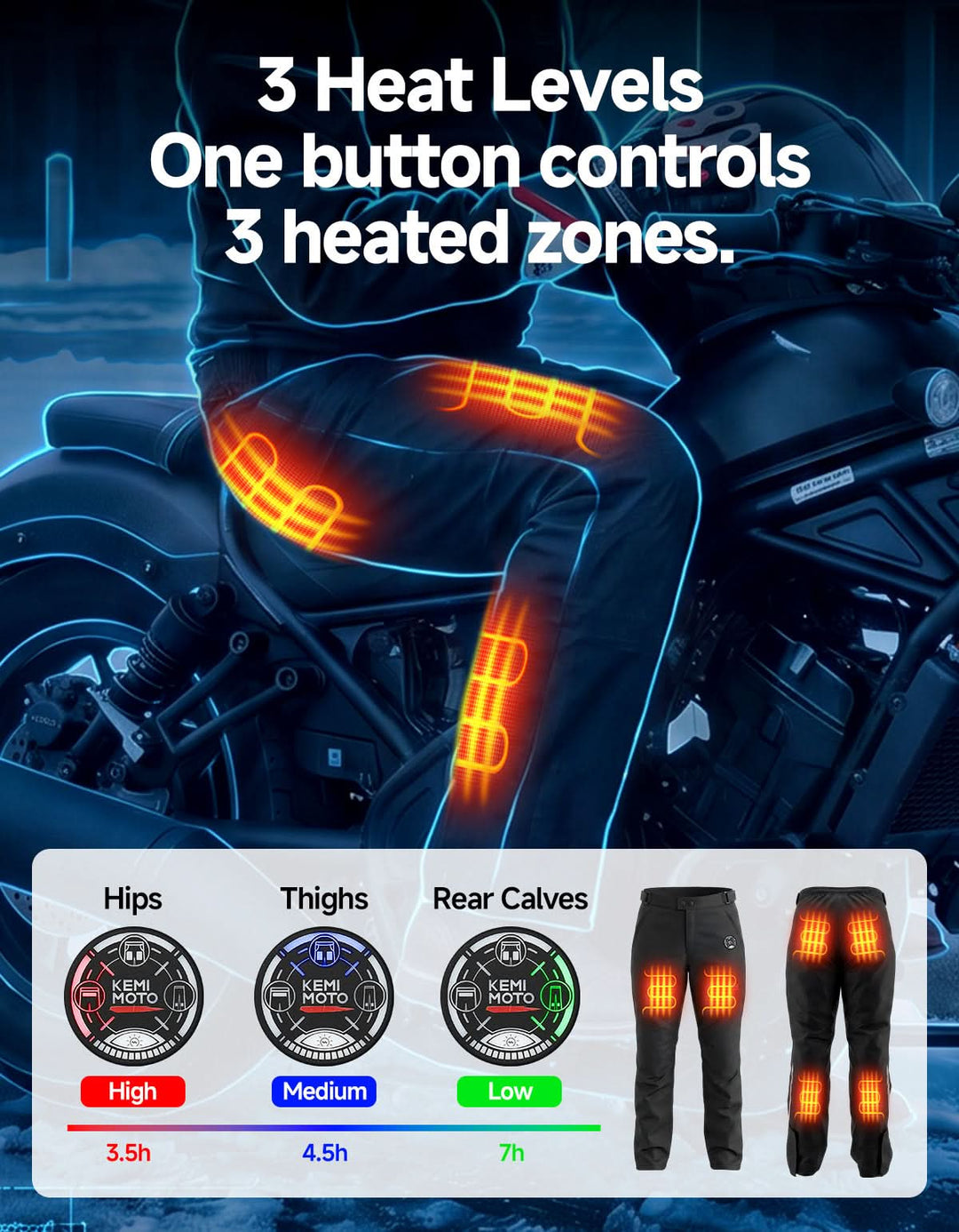 WarmLife® Heated Quick-Off Motorcycle Overpants