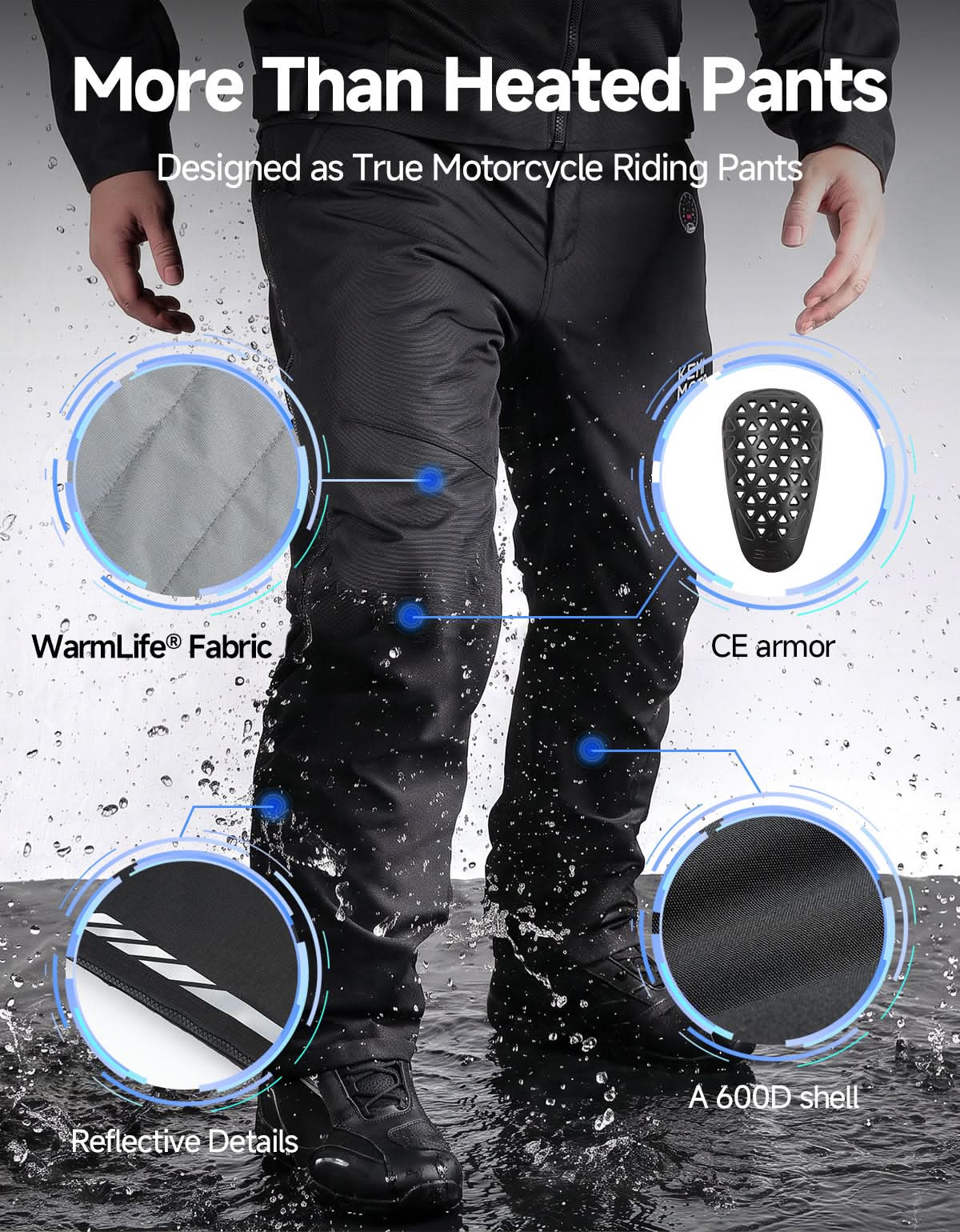 WarmLife® Heated Quick-Off Motorcycle Overpants