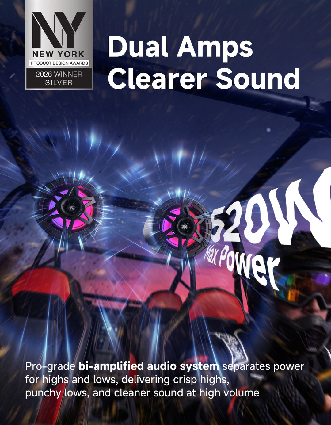 KP6 6.5" Universal Tower Speakers for UTV, ATV & Marine