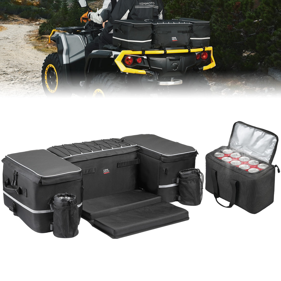 71L ATV Rear Seat Storage Bag with Cooler & Removable Cushion for Polaris, Can-Am