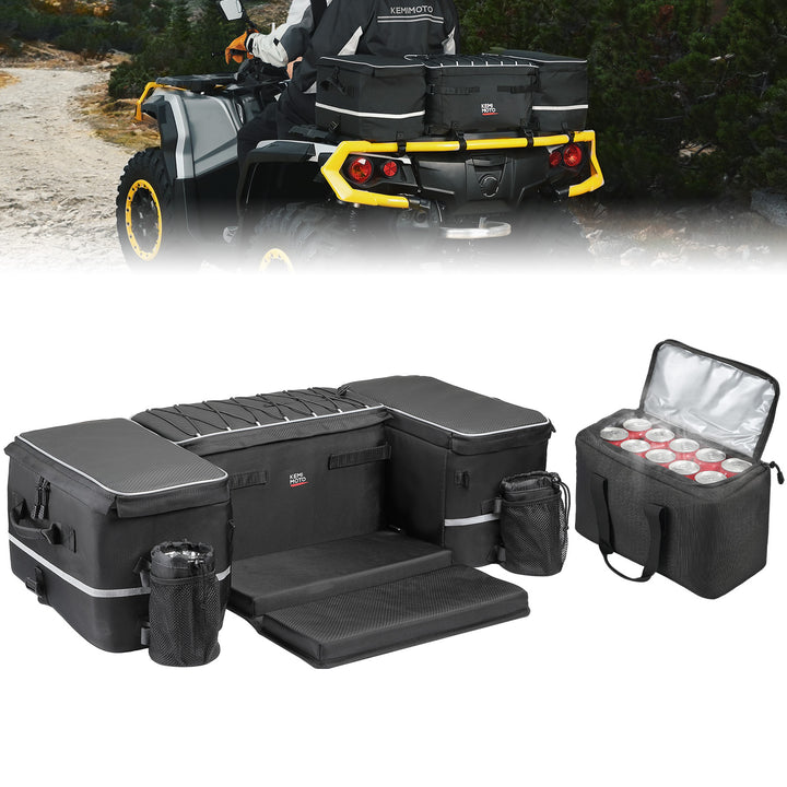 71L ATV Rear Seat Storage Bag with Cooler & Removable Cushion for Polaris, Can-Am