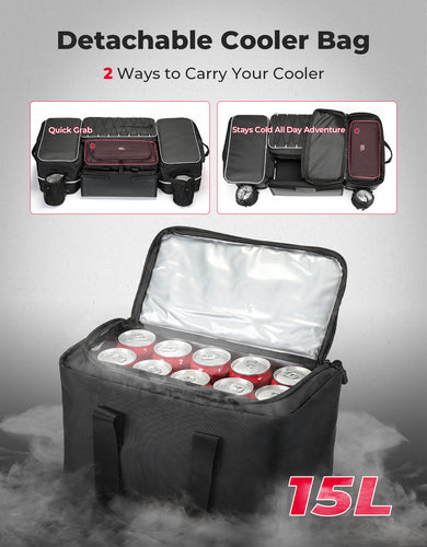 71L ATV Rear Seat Storage Bag with Cooler & Removable Cushion for Polaris, Can-Am - Kemimoto