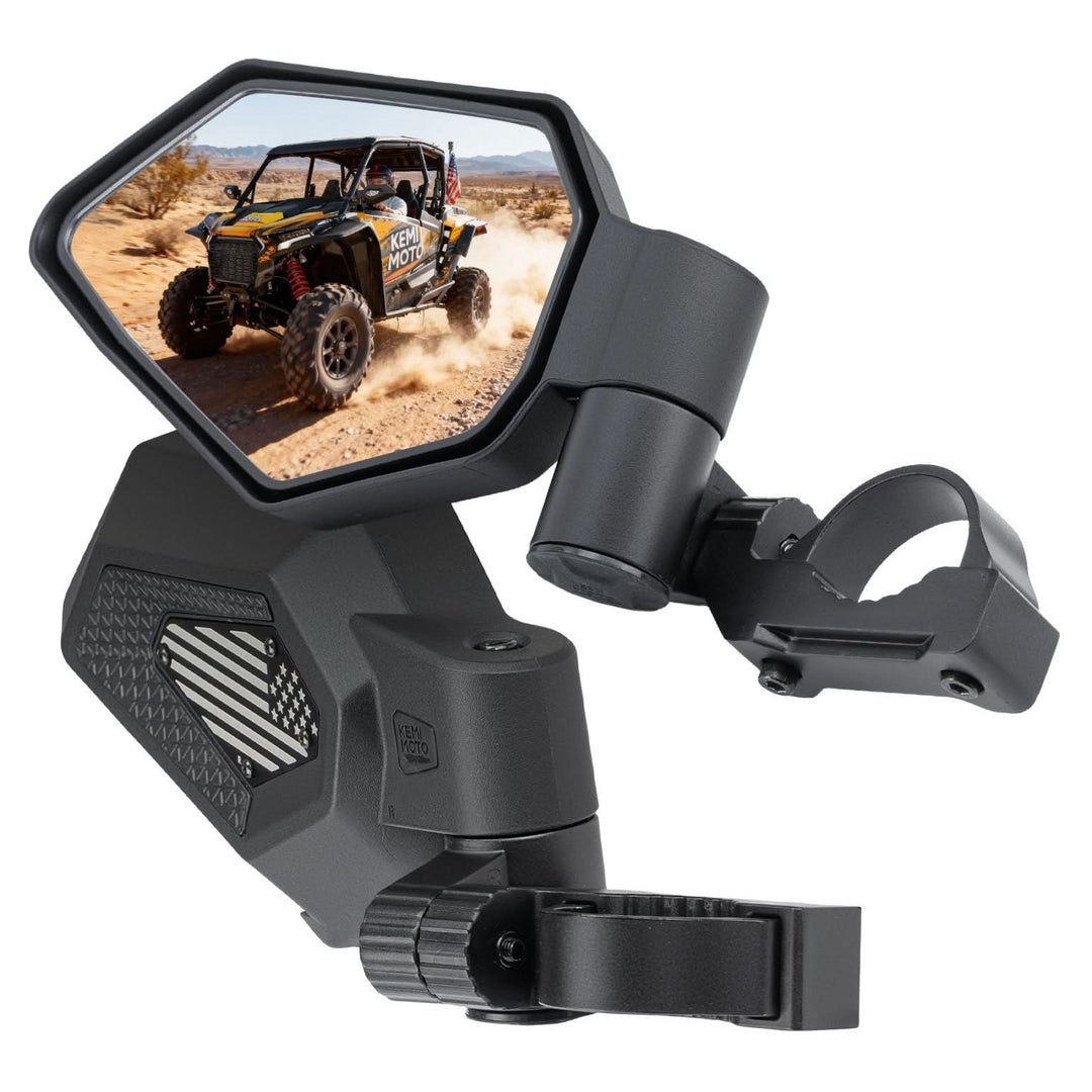UTV Side Mirrors, Auto-Fold for RZR, Can-Am, Talon, Mule – US Flag Pattern
