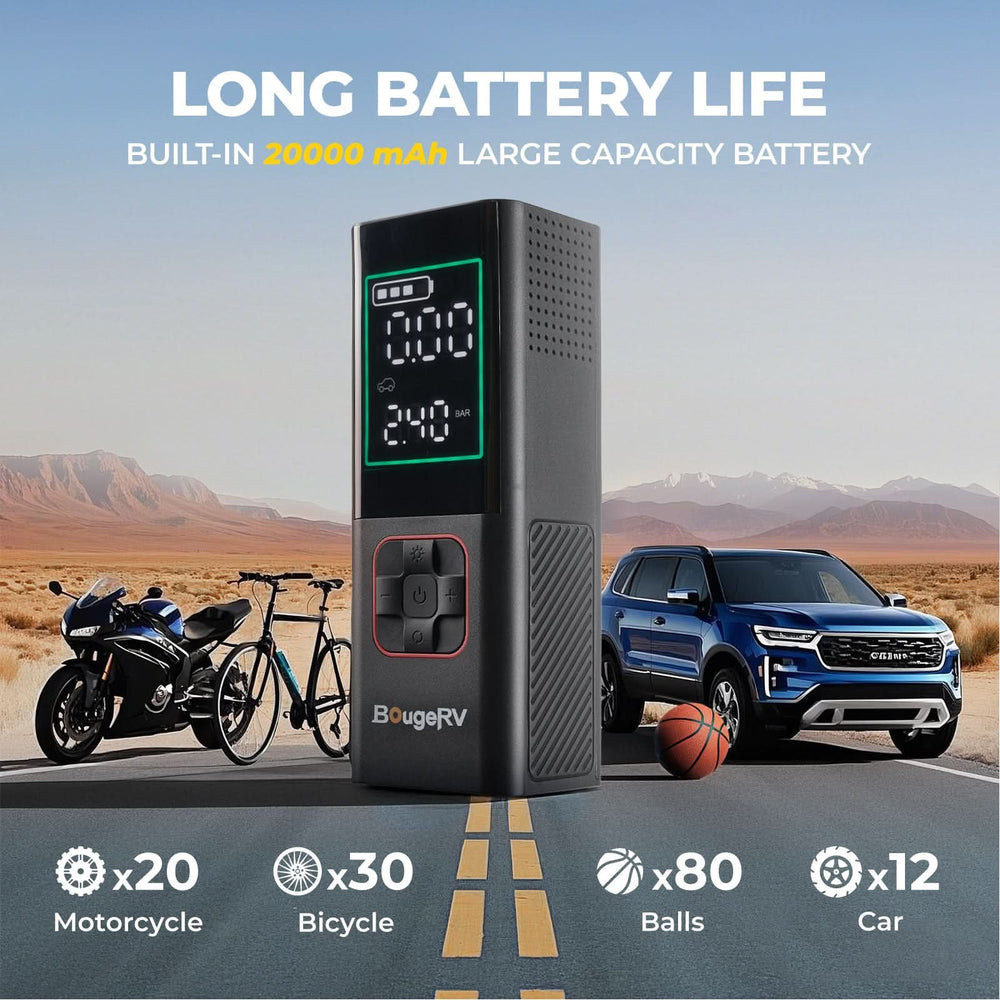 BougeRV Tire Inflator Portable Air Compressor - Kemimoto