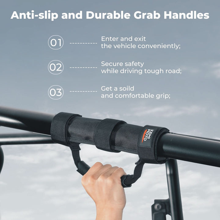 UTV/ATV Universal Hard Grip Grab Handles for 1.5–2" Roll Bars - Kemimoto