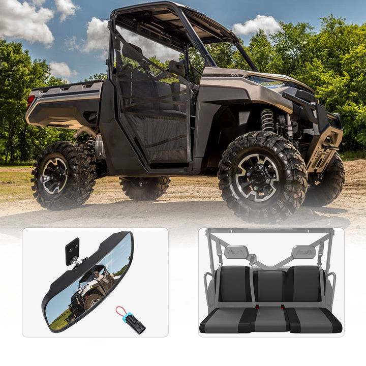 Rear View Mirror & Waterproof Seat Cover Fit Polaris Ranger 1000/ XP 1000