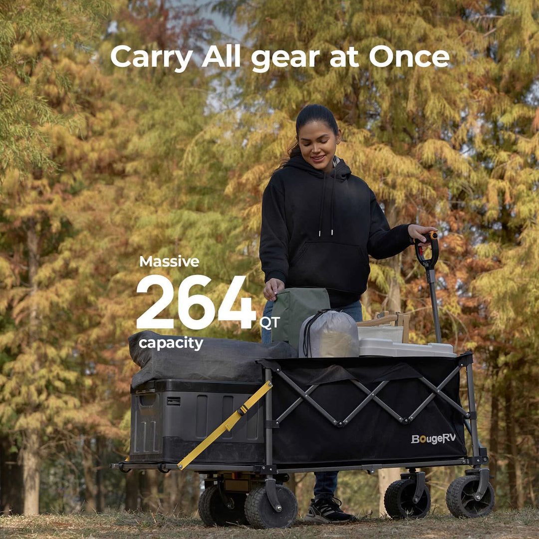 BougeRV Electric Foldable Utility Camping Wagon with Power Bank - Kemimoto