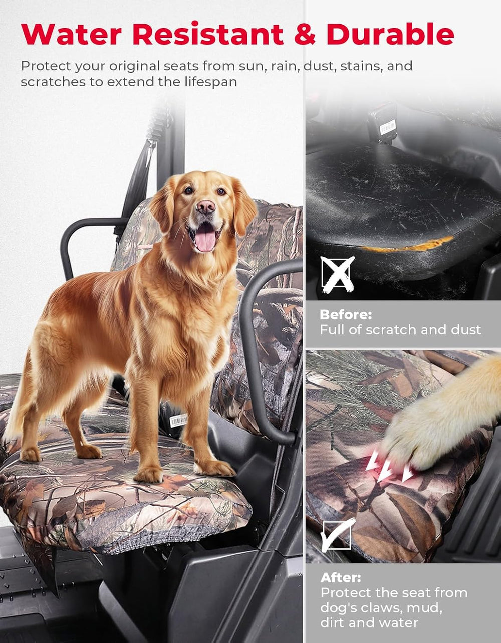 Waterproof Camo Seat Cover for Can-Am Defender MAX HD10|9|8|7 - Kemimoto