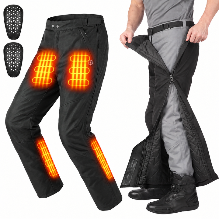 Full-Leg Quick-Off CE Armor Windproof Heated Motorcycle Overpants