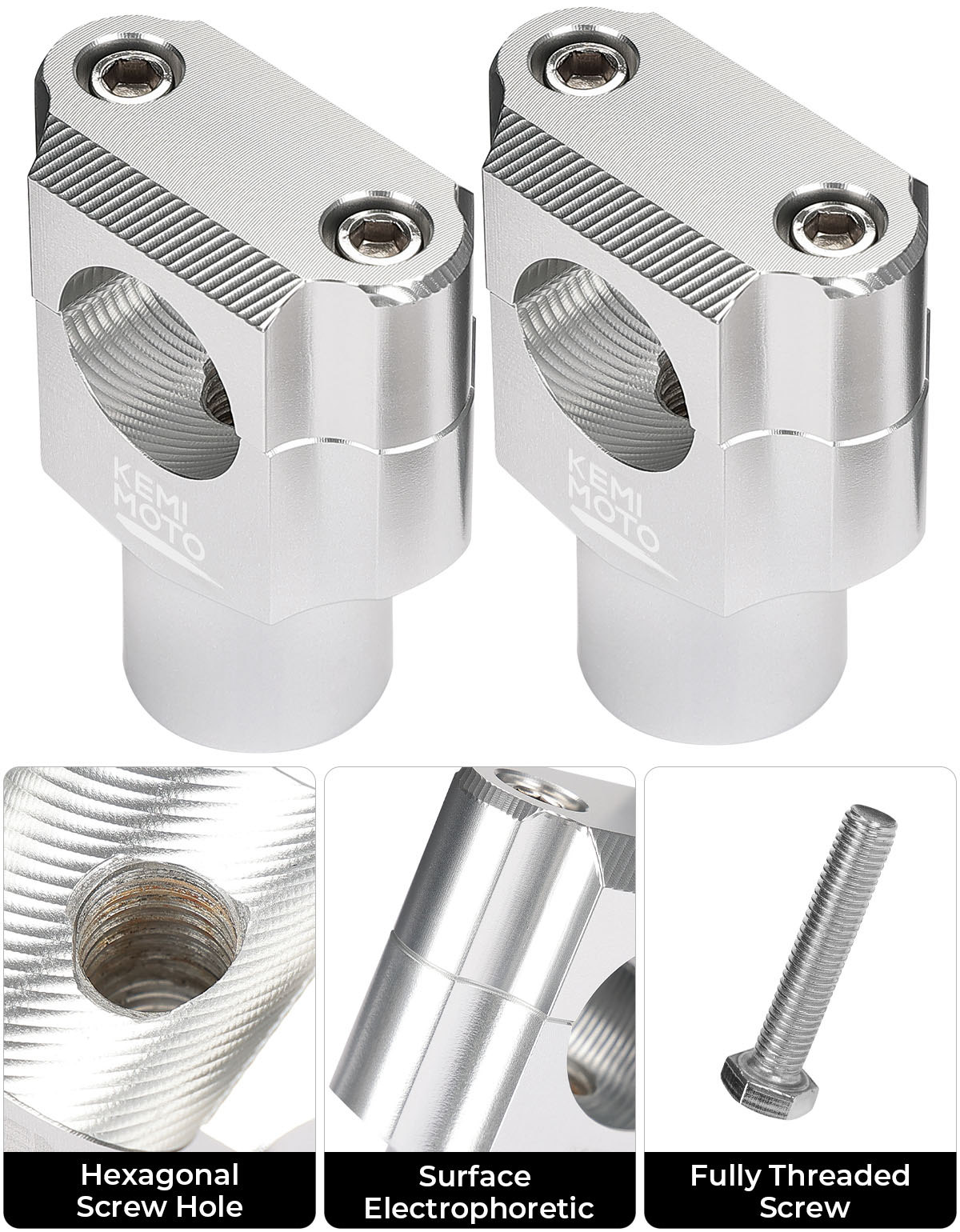 1 Inch Motorcycle Handlebar Risers, Aluminum Alloy Motorcycle Risers - Kemimoto