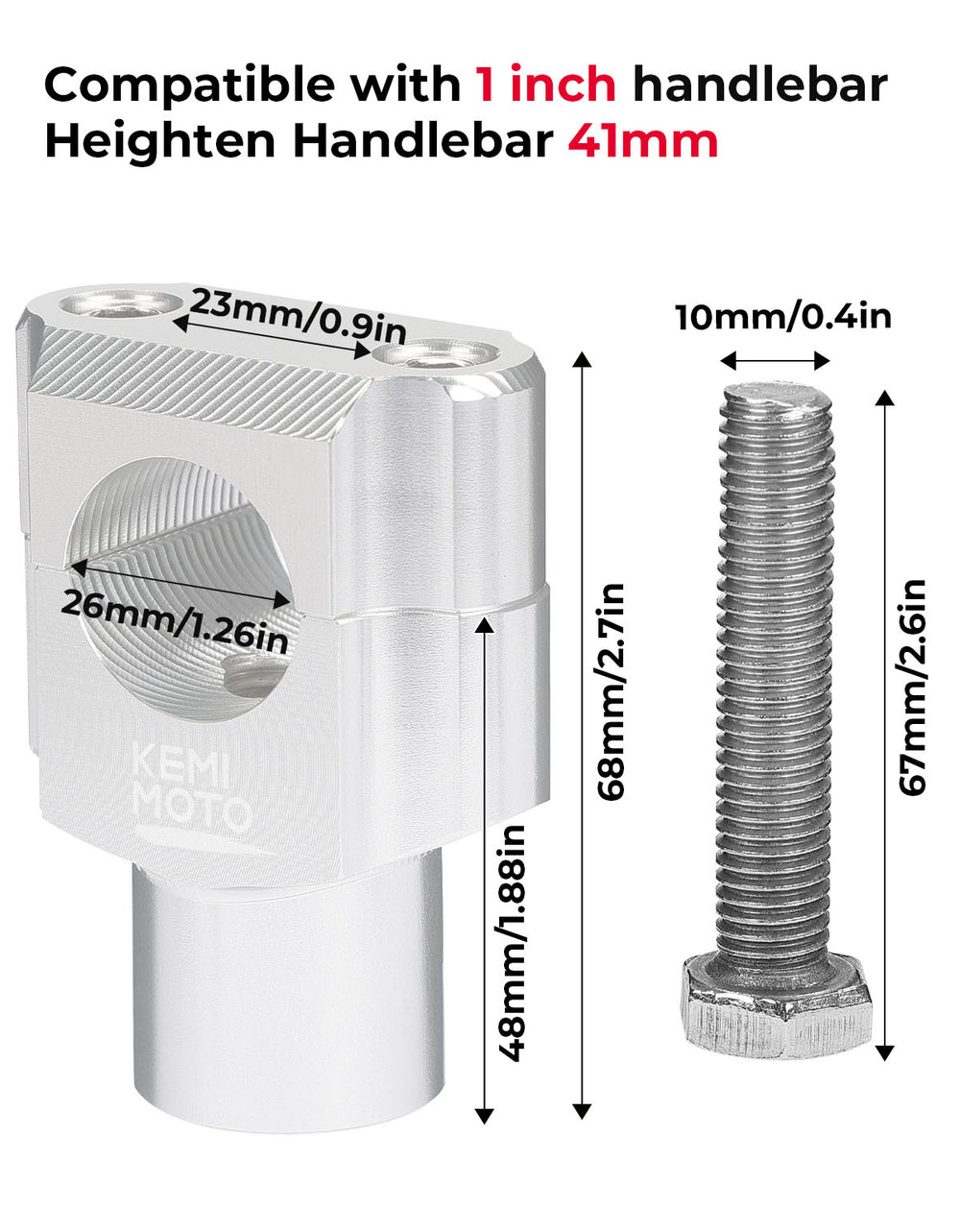 1 Inch Motorcycle Handlebar Risers, Aluminum Alloy Motorcycle Risers - Kemimoto