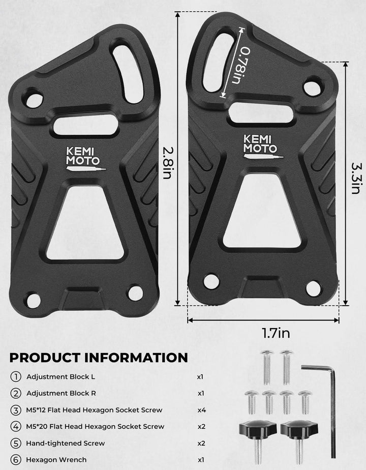 Motorcycle Windshield Risers Extension Adjustable Bracket for KLR 650 KLR650 - Kemimoto
