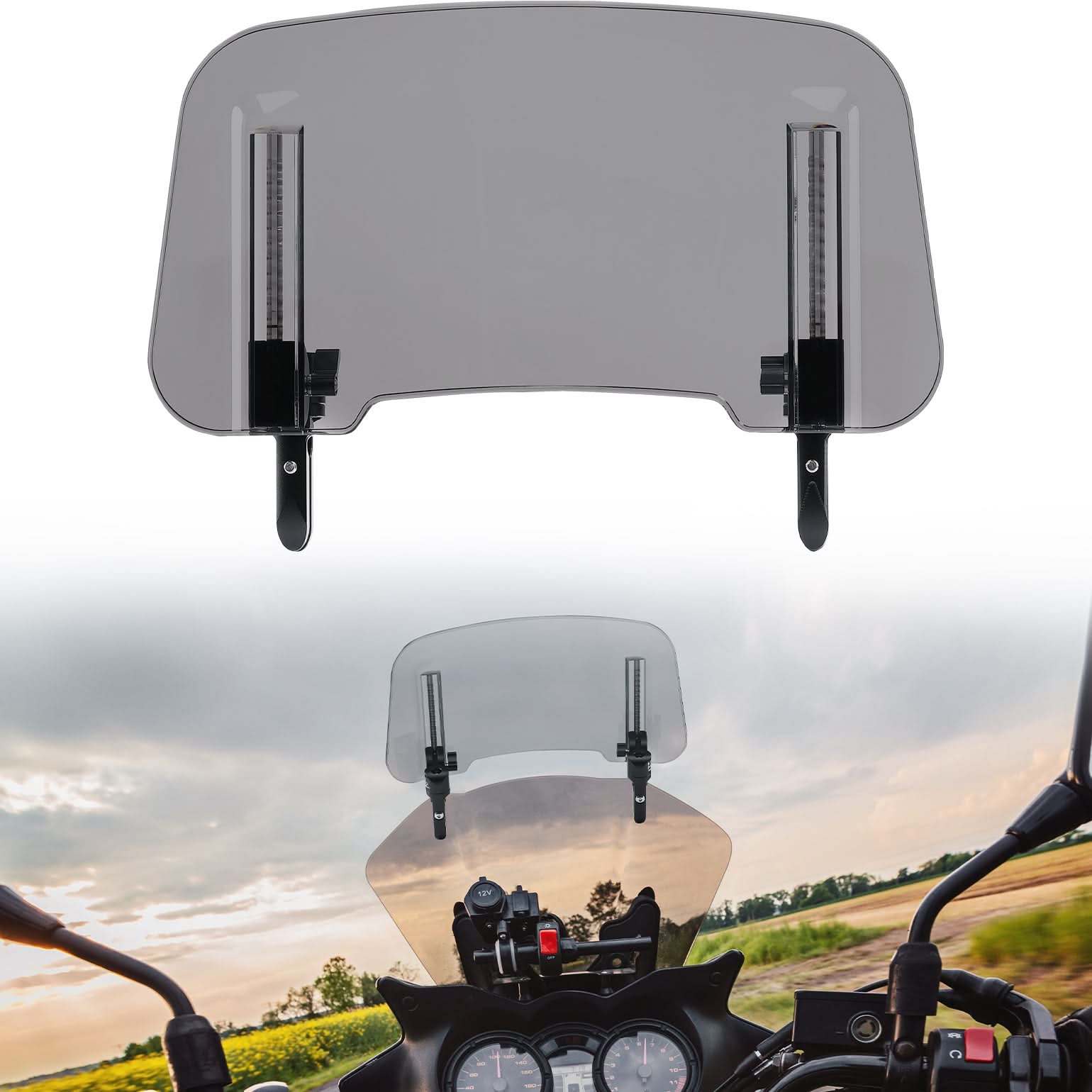 Upgraded Aluminum Metal Heightened Windshield - Kemimoto