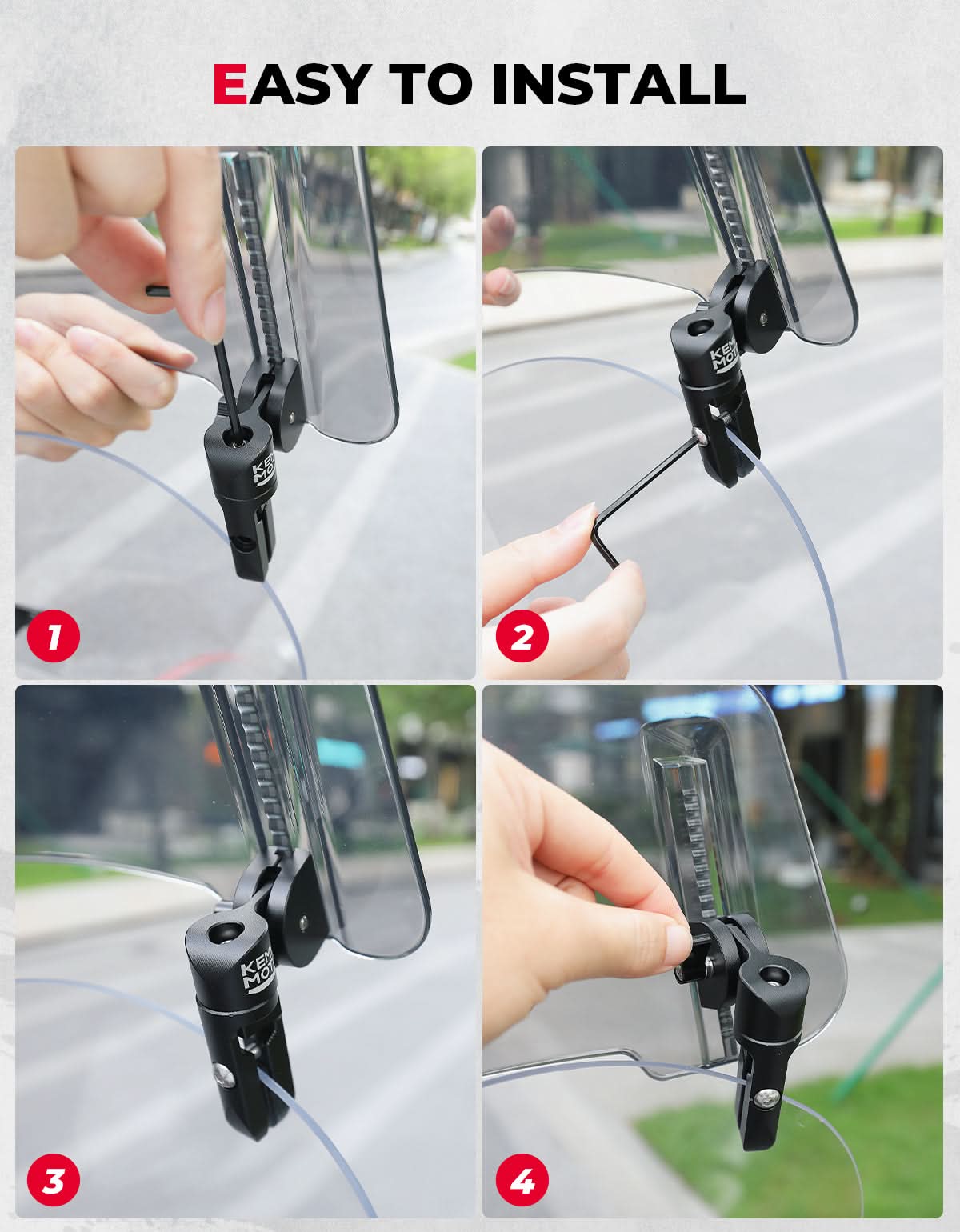 Upgraded Aluminum Metal Heightened Windshield - Kemimoto