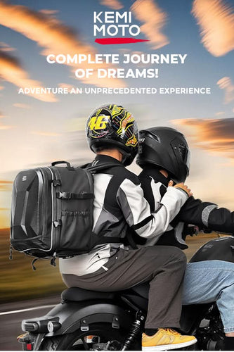 40L Waterproof Motorcycle Helmet Backpack, Hard Shell, USB Port - Kemimoto