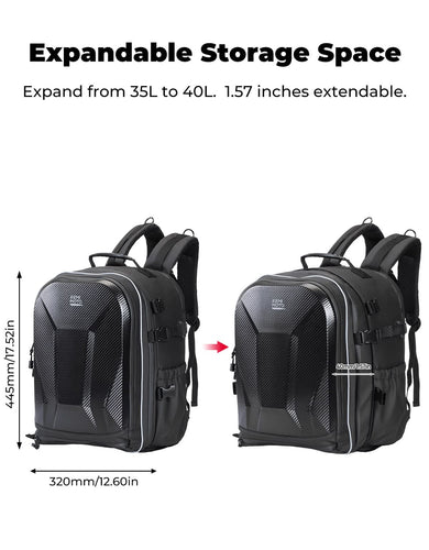 40L Waterproof Motorcycle Helmet Backpack, Hard Shell, USB Port - Kemimoto